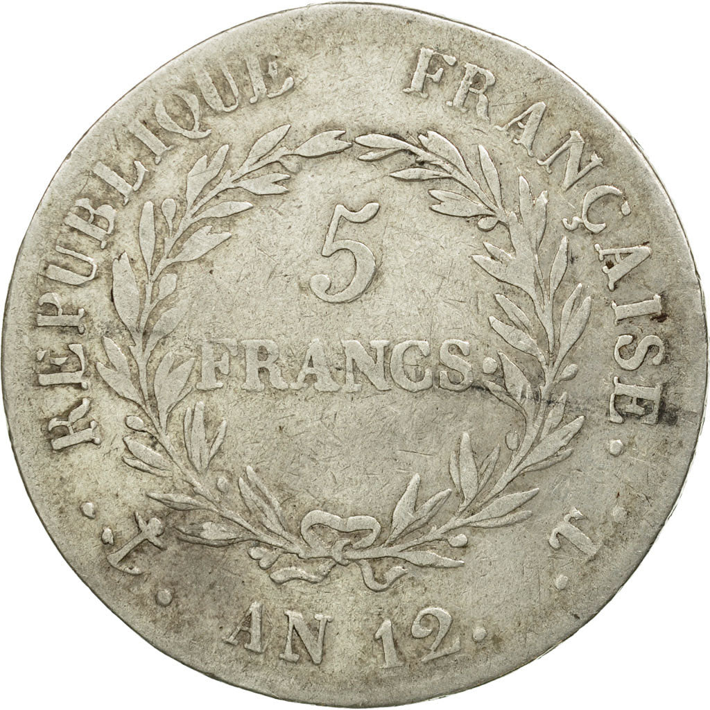 Francia, Napoleon I, 5 Francs, An 12, Nantes, Argento, MB, Gadoury:577