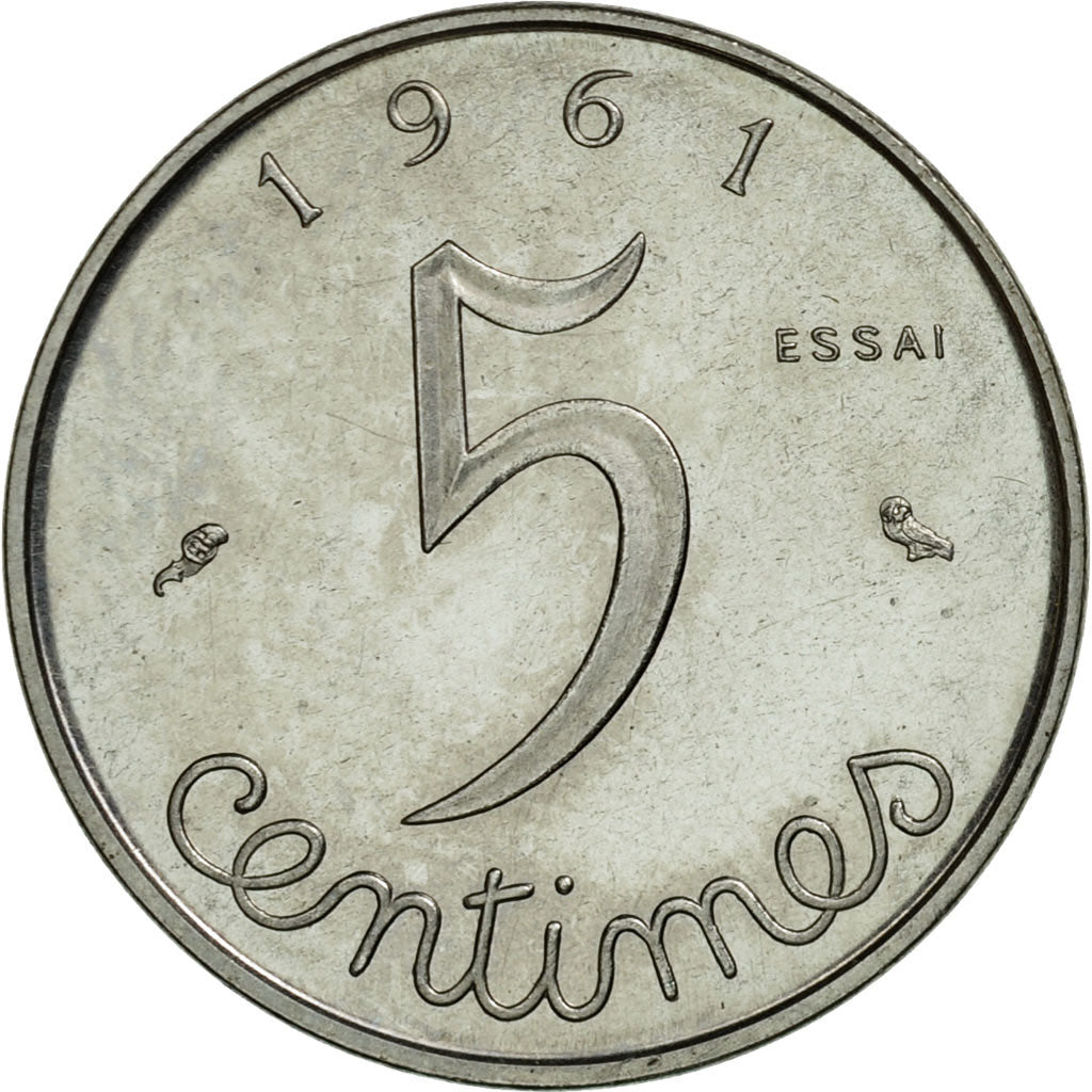 France, 5 Centimes, Épi, 1961, Paris, Essai, Acier inoxydable, SPL