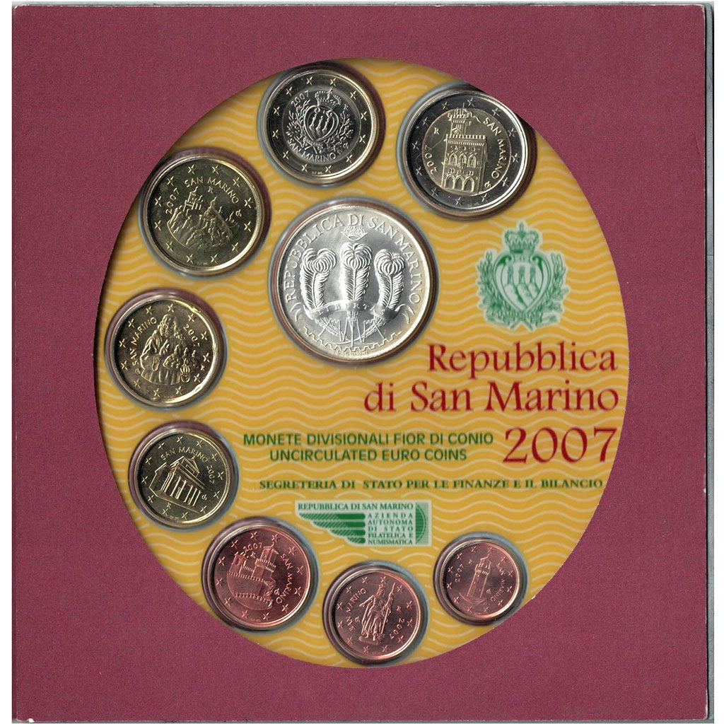 San Marino, Set, 2007, MS(65-70), Bimetaliczny
