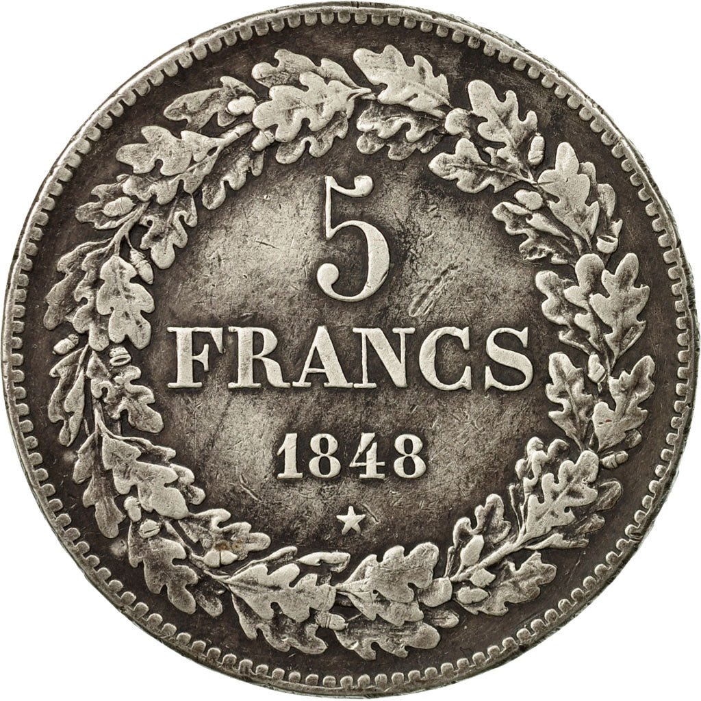 Münze, Belgien, Leopold I, 5 Francs, 5 Frank, 1848, SS, Silber, KM:3.2