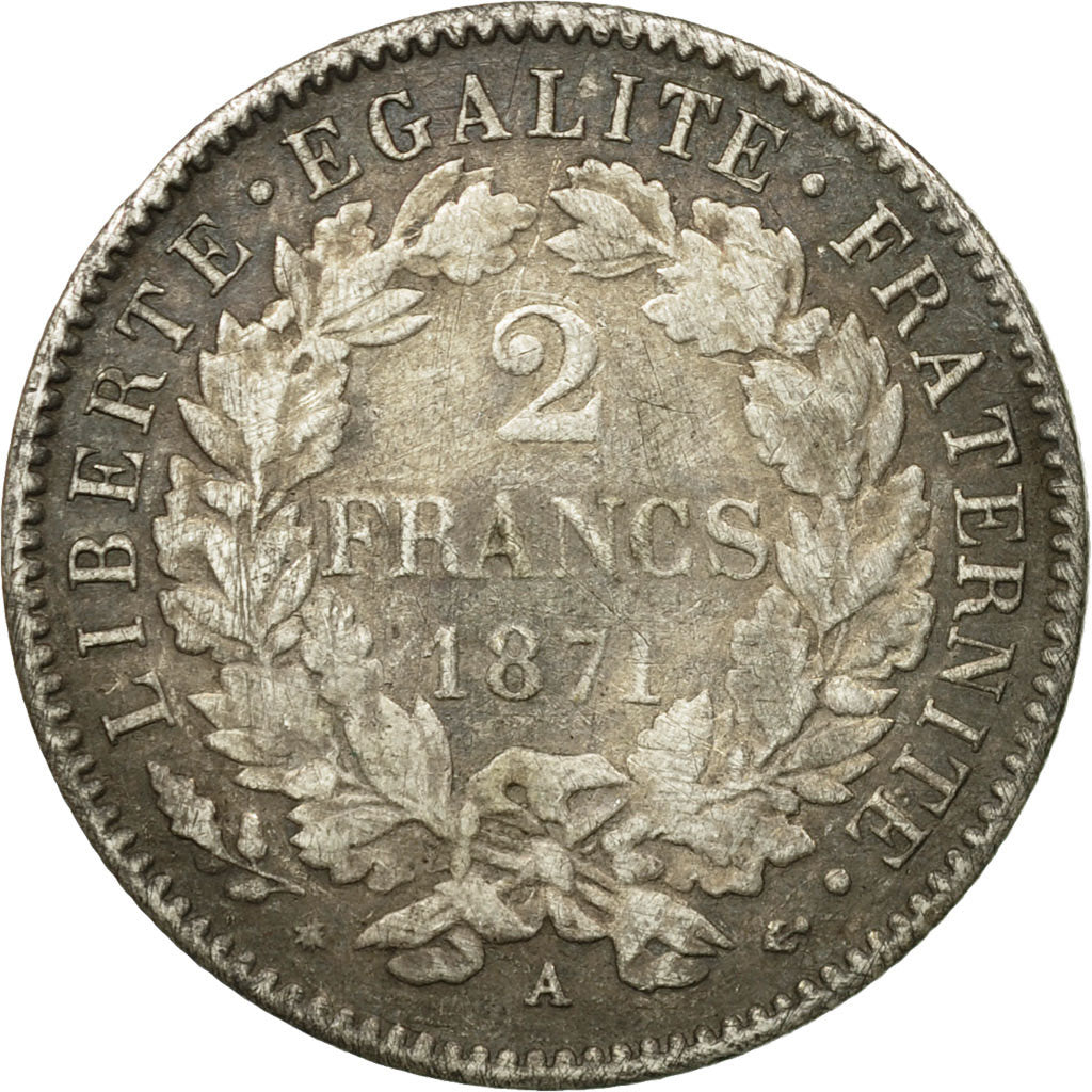 Monnaie, France, Cérès, 2 Francs, 1871, Paris, TB+, Argent, Gadoury:530