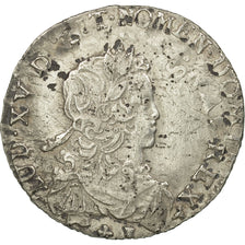 Francia, Louis XV, 1/6 Écu de France, 1722, Rennes, reformed, Argento, BB