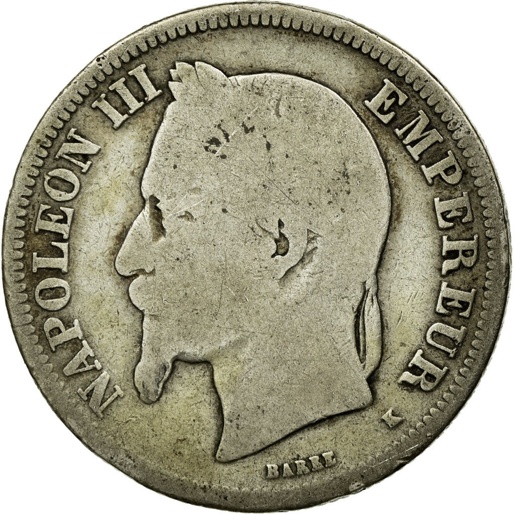 Coin, France, Napoleon III, Napoléon III, 2 Francs, 1866, Bordeaux, VG(8-10)