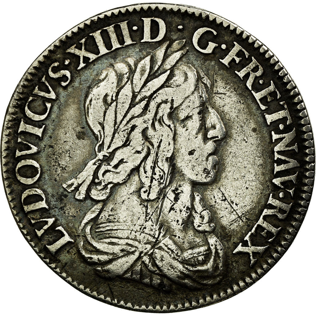 France, Louis XIII, 1/4 écu, 2e poinçon de Warin, 1643, Paris, Silver