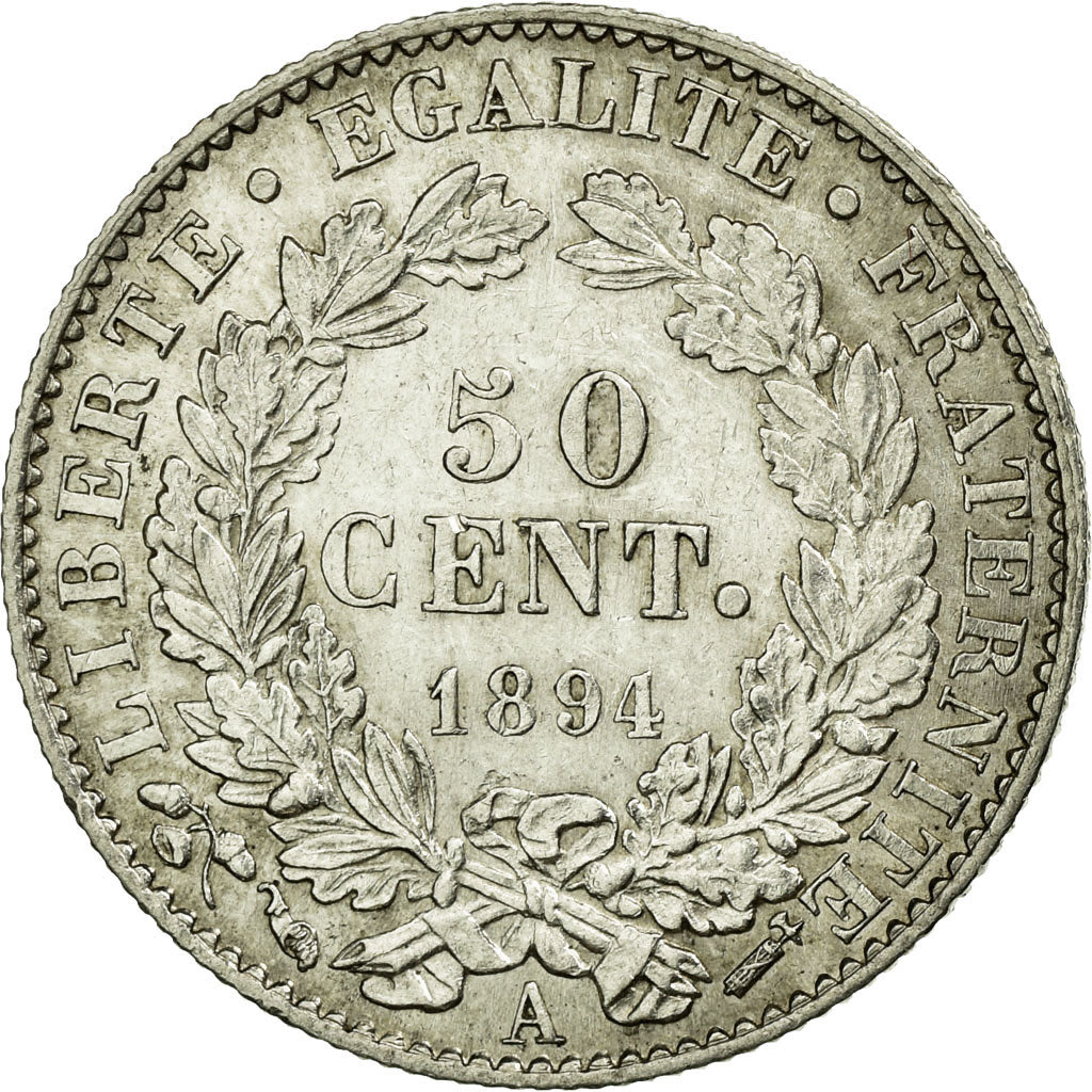 Coin, France, Cérès, 50 Centimes, 1894, Paris, MS(63), Silver, KM:834.1