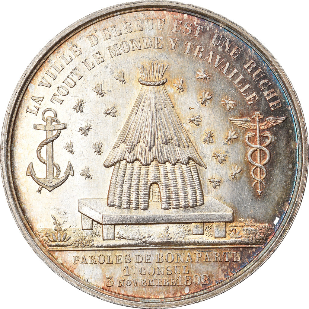 France, Token, Chambre de Commerce d'Elbeuf, 1861, Lecomte, MS(63), Silver