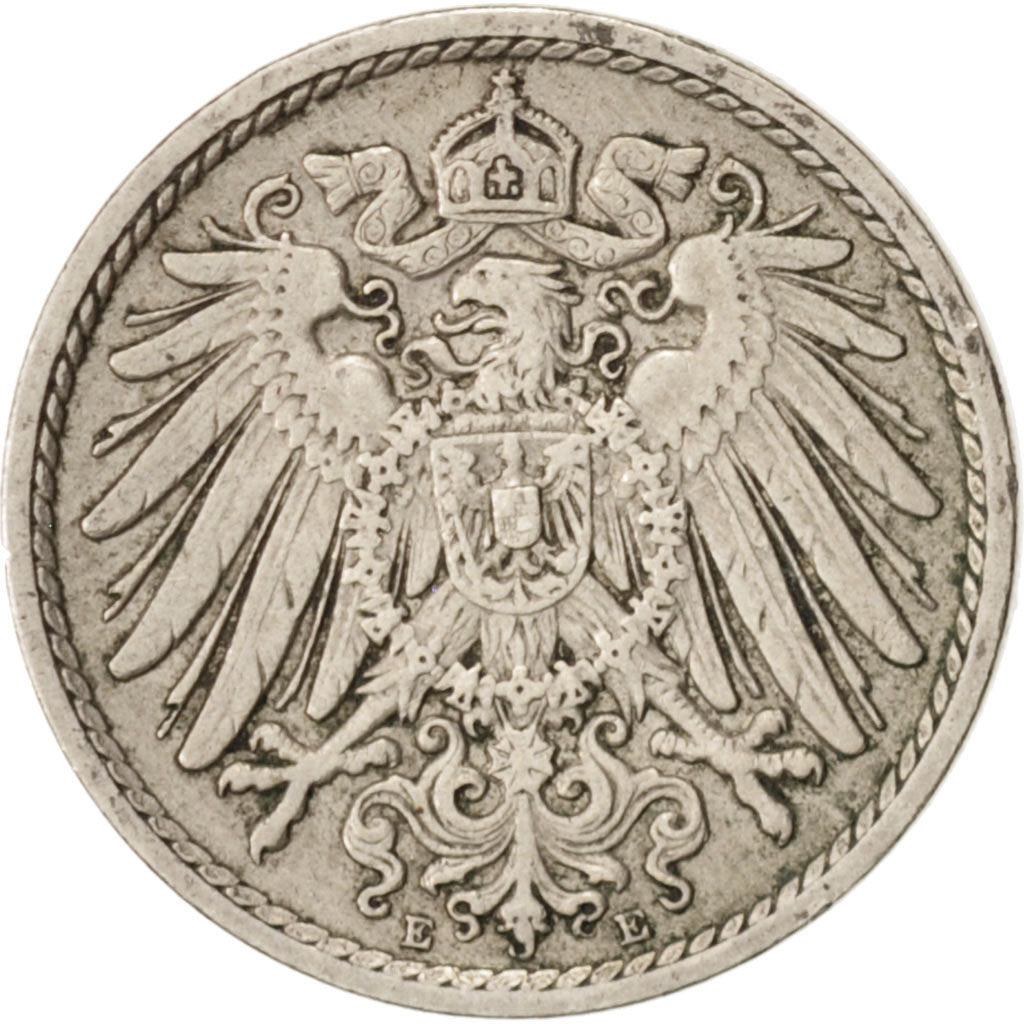 Coin, GERMANY - EMPIRE, Wilhelm II, 5 Pfennig, 1908, Muldenhütten, EF(40-45)