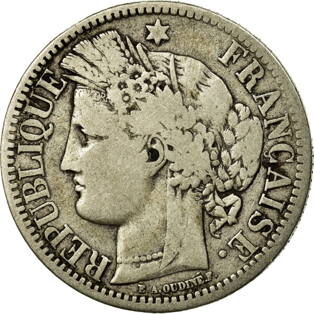 Munten, Frankrijk, Cérès, 2 Francs, 1871, Bordeaux, FR, Zilver, KM:816.2