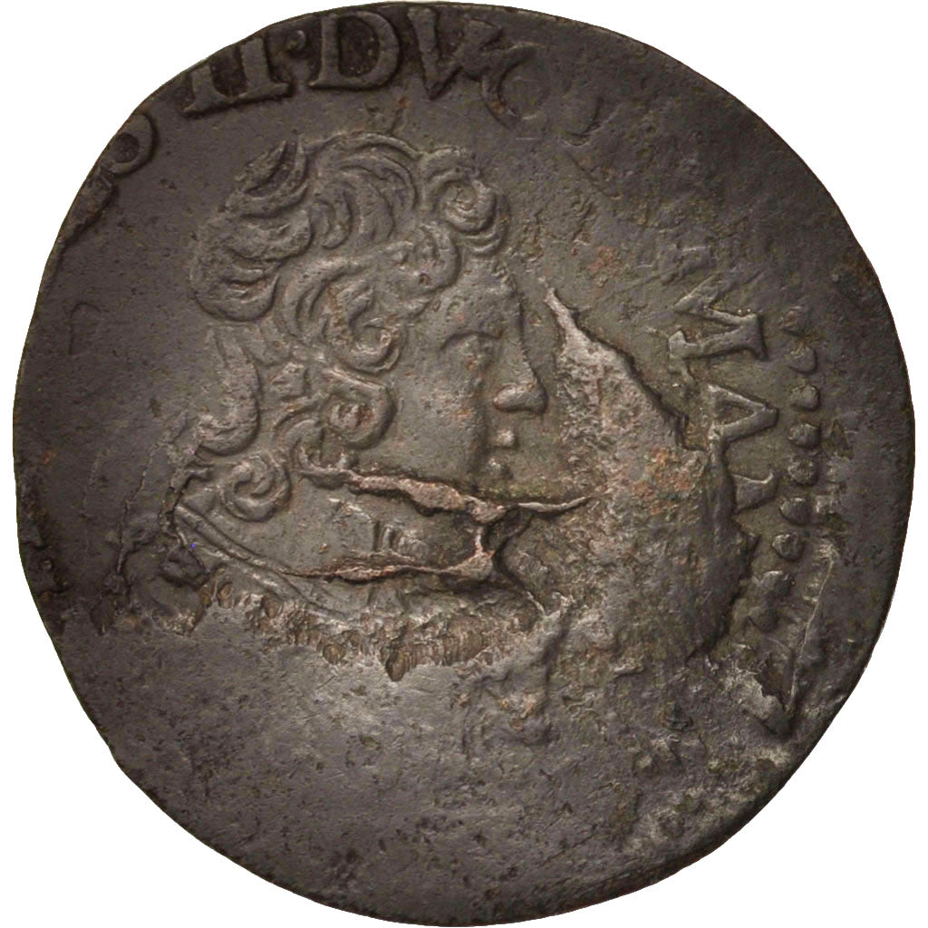 FRENCH STATES, Denarius, 1640, Charleville, Copper, VF(30-35), Boudeau:1815