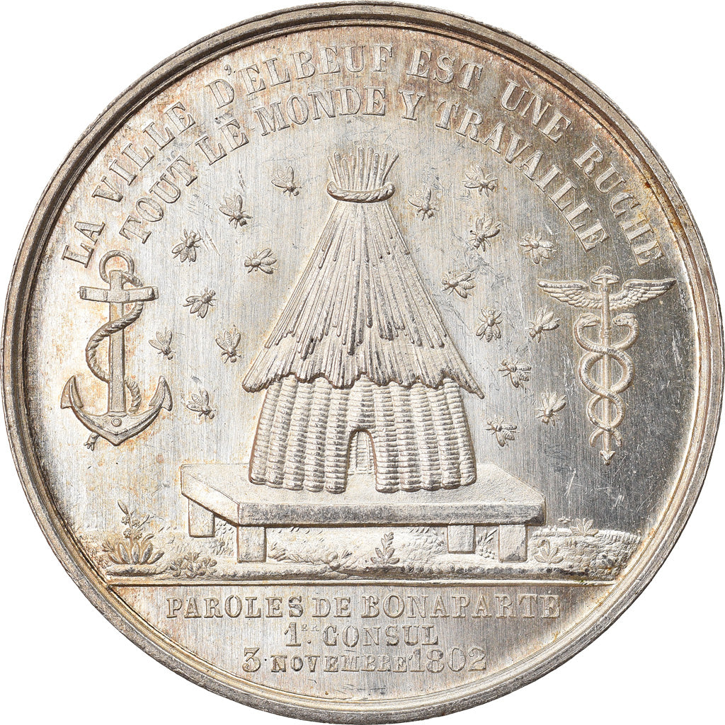 France, Token, Chambre de Commerce d'Elbeuf, 1861, Lecomte, MS(63), Silver