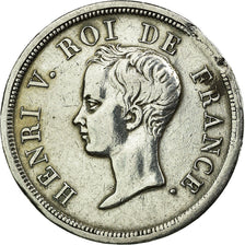 Francia, Henri V, 1/2 Franc, 1833, Paris, Plata, MBC, Gadoury:404, KM:23