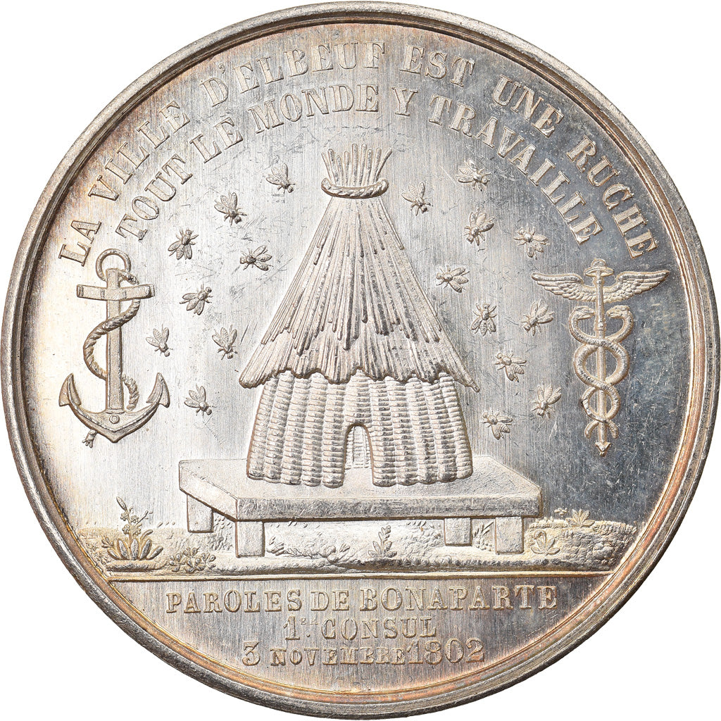 France, Token, Chambre de Commerce d'Elbeuf, 1861, Lecomte, MS(63), Silver