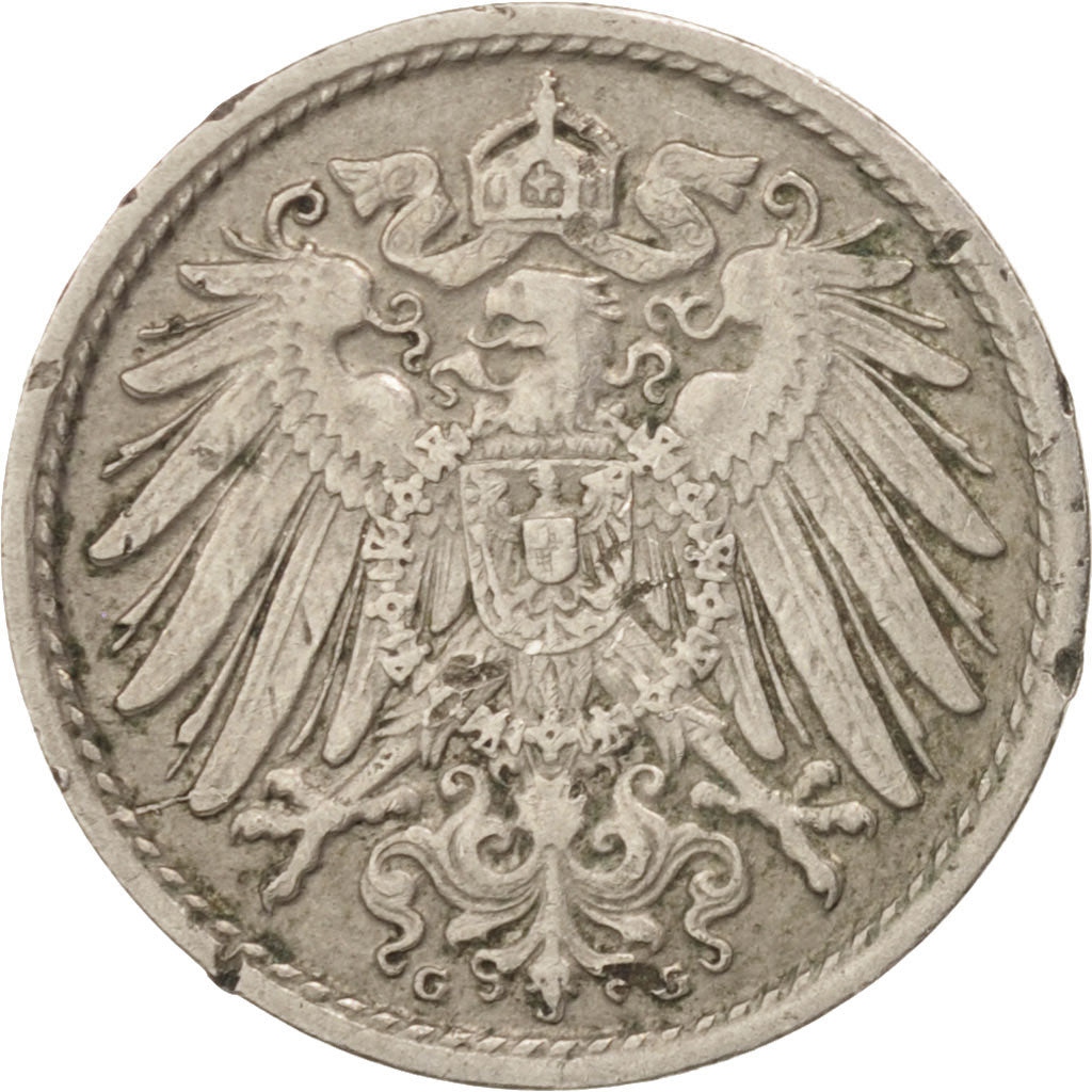 Coin, GERMANY - EMPIRE, Wilhelm II, 5 Pfennig, 1912, Karlsruhe, VF(20-25)