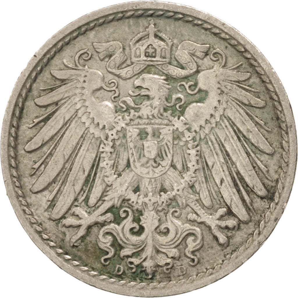 Coin, GERMANY - EMPIRE, Wilhelm II, 5 Pfennig, 1913, Munich, VF(30-35)