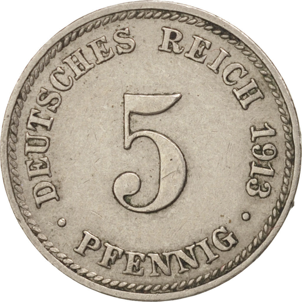 Coin, GERMANY - EMPIRE, Wilhelm II, 5 Pfennig, 1913, Munich, VF(30-35)