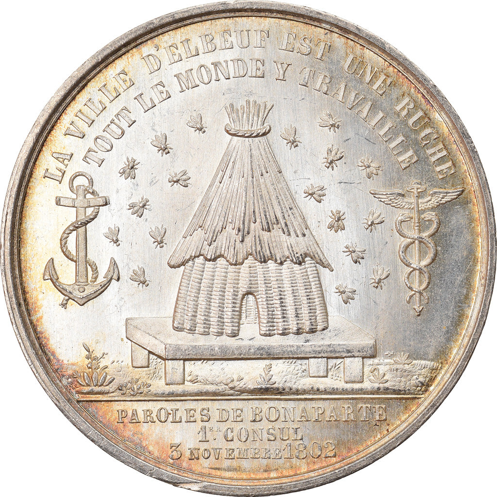 France, Token, Chambre de Commerce d'Elbeuf, 1861, Lecomte, MS(63), Silver