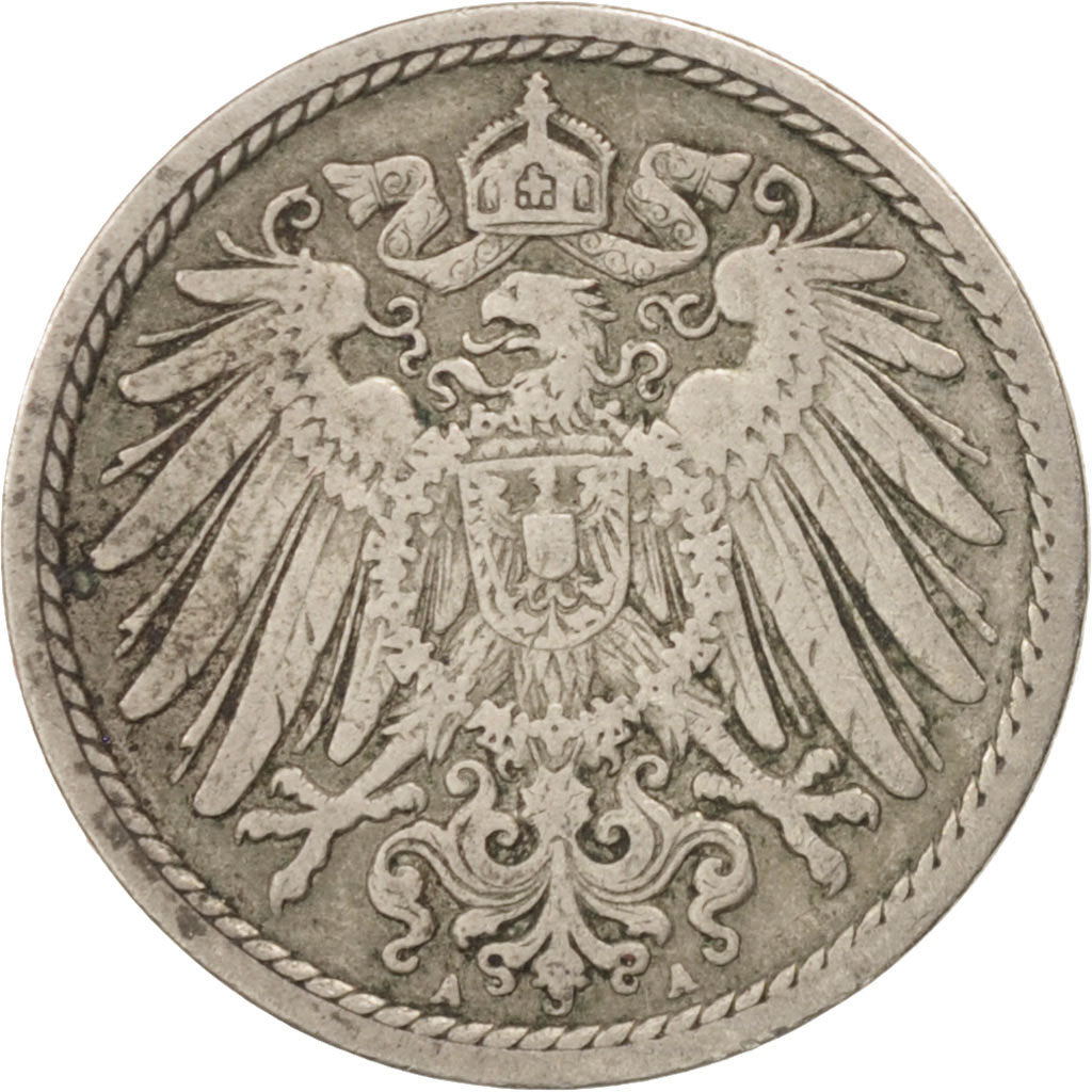 Coin, GERMANY - EMPIRE, Wilhelm II, 5 Pfennig, 1901, Berlin, VF(20-25)