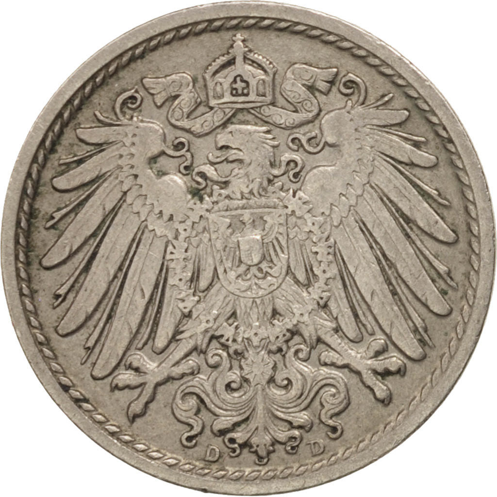 Coin, GERMANY - EMPIRE, Wilhelm II, 5 Pfennig, 1913, Munich, VF(30-35)