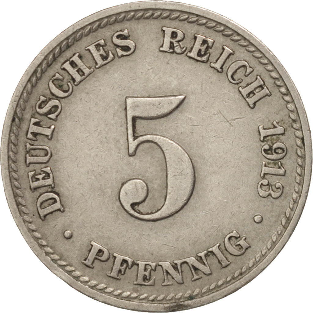 Coin, GERMANY - EMPIRE, Wilhelm II, 5 Pfennig, 1913, Munich, VF(30-35)