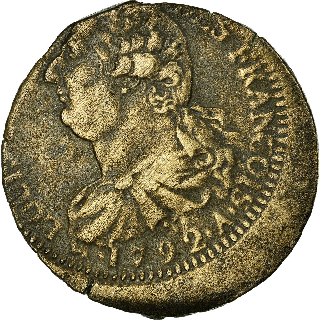 Frankreich, Louis XVI, 2 sols François, 1792, Paris, Fautée, Métal de cloche