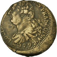 Frankreich, Louis XVI, 2 sols François, 1792, Paris, Fautée, Métal de cloche