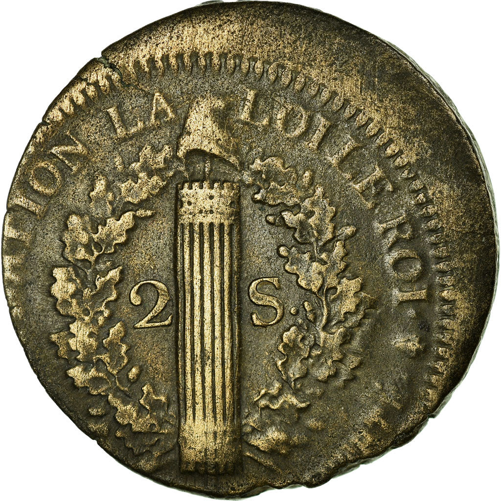 Frankreich, Louis XVI, 2 sols François, 1792, Paris, Fautée, Métal de cloche