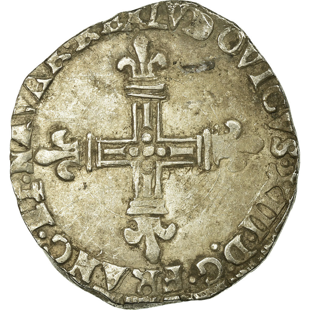 France, Louis XIII, 1/4 Écu de Navarre, 1617, Saint-Palais, Silver, VF(30-35)