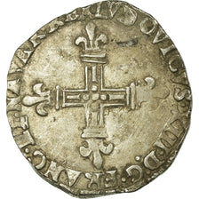France, Louis XIII, 1/4 Écu de Navarre, 1617, Saint-Palais, Silver, VF(30-35)