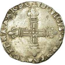 France, Louis XIII, 1/4 Écu de Navarre, 1622 ?, Saint-Palais, Silver, EF(40-45)