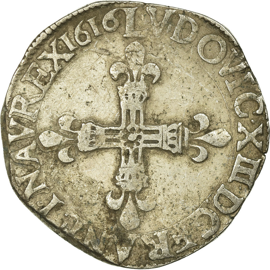 Frankrijk, Louis XIII, 1/4 Ecu, 1616, La Rochelle, Zilver, FR+, Gadoury:27