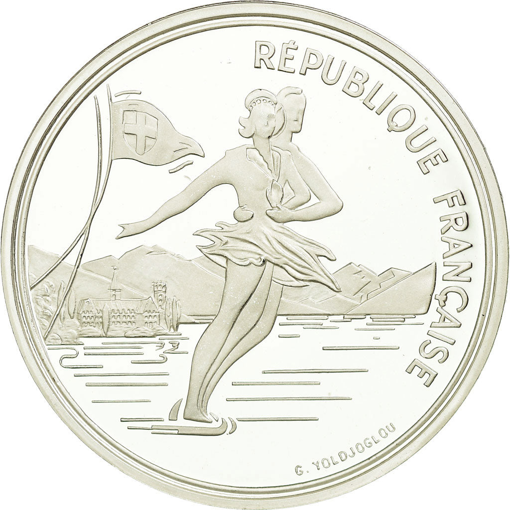 Moneta, Francja, Ice Skating Couple, 100 Francs, 1989, Albertville 92