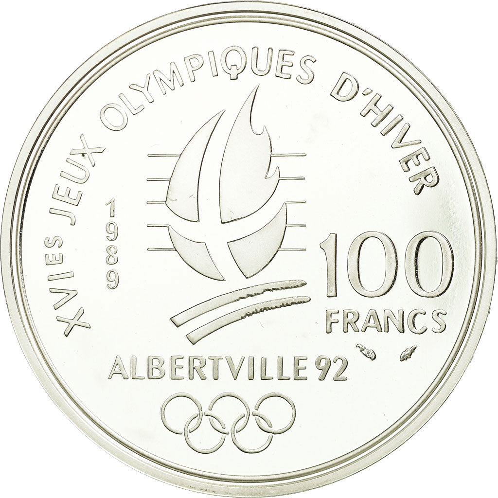 Moneta, Francja, Ice Skating Couple, 100 Francs, 1989, Albertville 92
