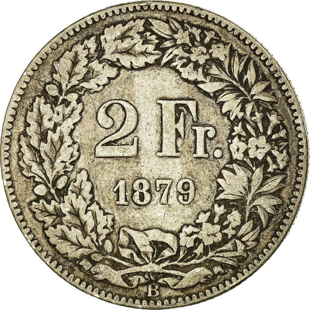 Coin, Switzerland, 2 Francs, 1879, Bern, VF(20-25), Silver, KM:21