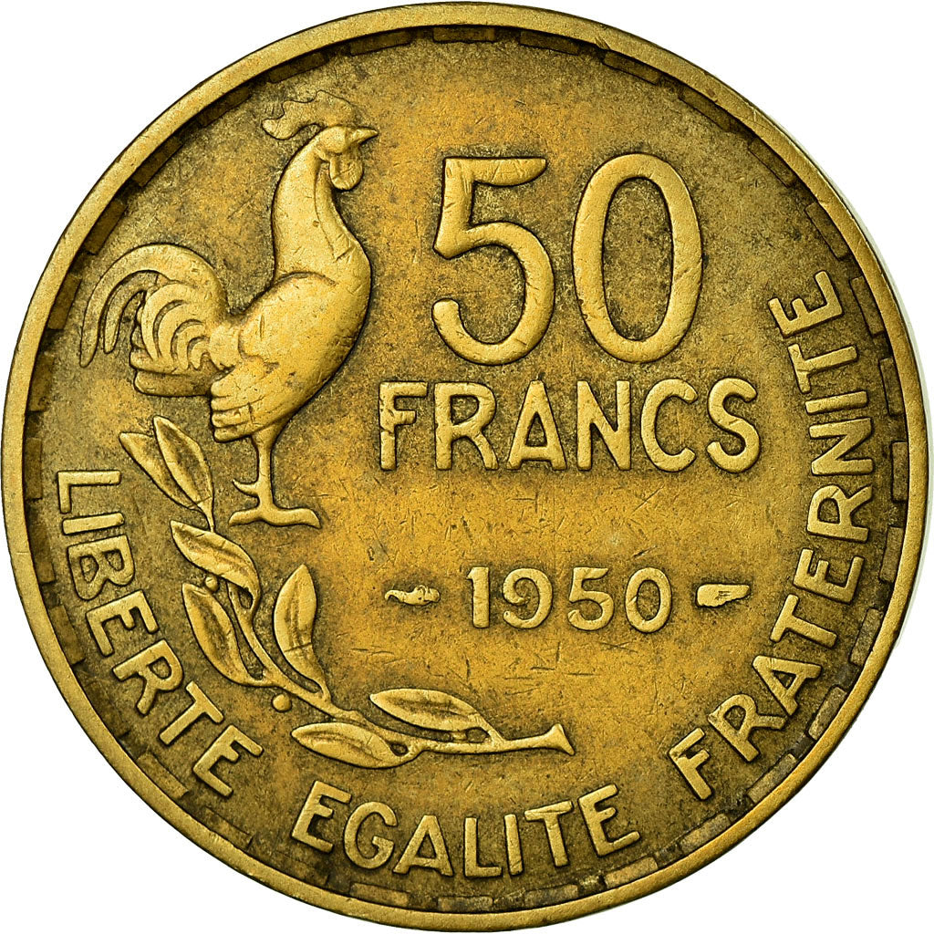 Moneta, Francja, Guiraud, 50 Francs, 1950, Paris, EF(40-45), Aluminium-Brąz