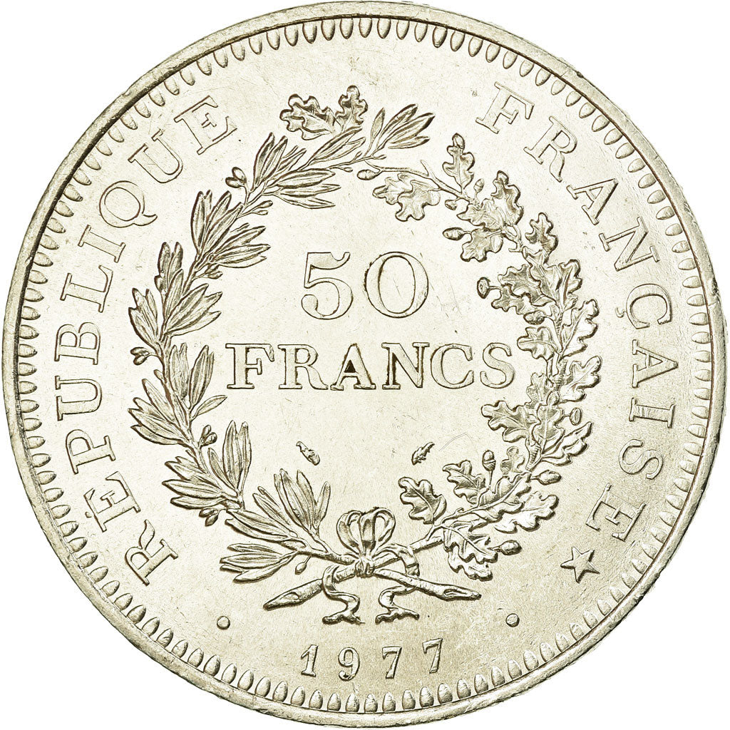 Coin, France, Hercule, 50 Francs, 1977, Paris, MS(60-62), Silver, KM:941.1