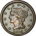 États-Unis, 1 Cent, Braided Hair, 1846, Philadelphie, Cuivre, TTB, KM:67