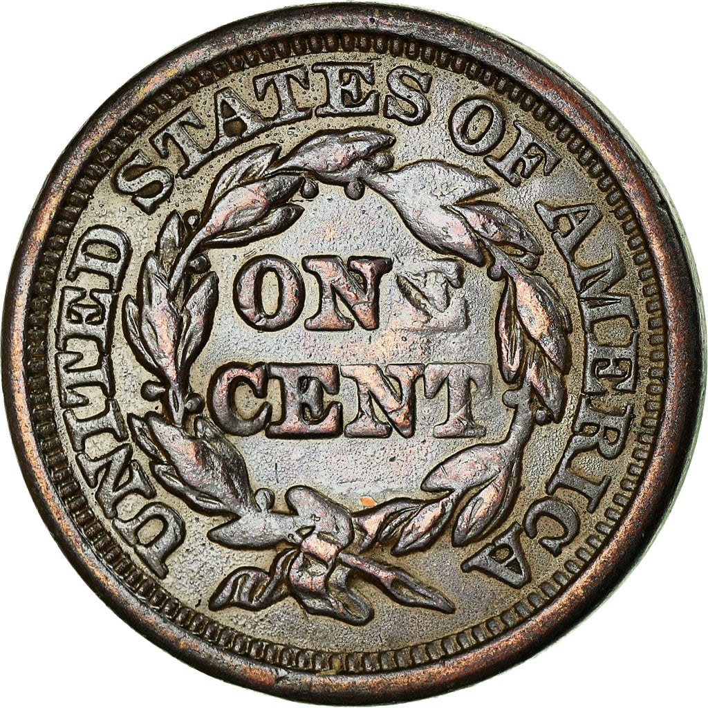 Stati Uniti, 1 Cent, Braided Hair, 1846, Philadelphia, Rame, BB, KM:67
