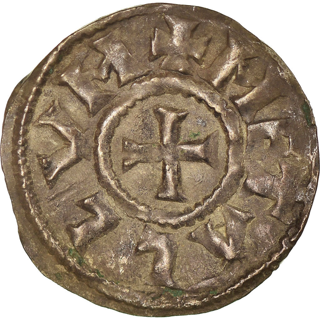 Moneta, Francja, Louis le Pieux, Denier, 822-840, Melle, AU(50-53), Srebro