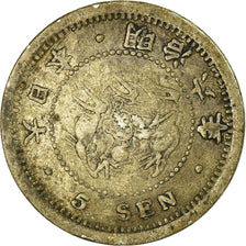 Moneta, Giappone, Mutsuhito, 5 Sen, 1873, MB+, Argento, KM:22