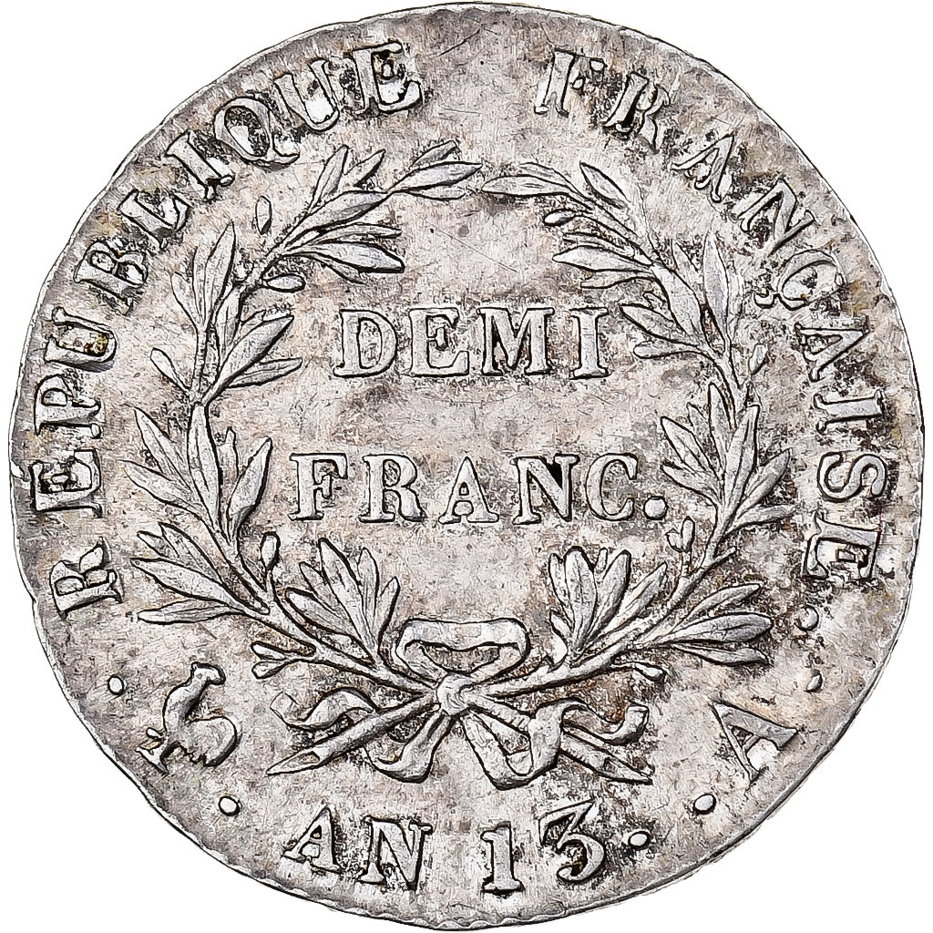 Frankrijk, Napoleon I, 1/2 Franc, AN 13, Paris, Zilver, ZF+, Gadoury:395