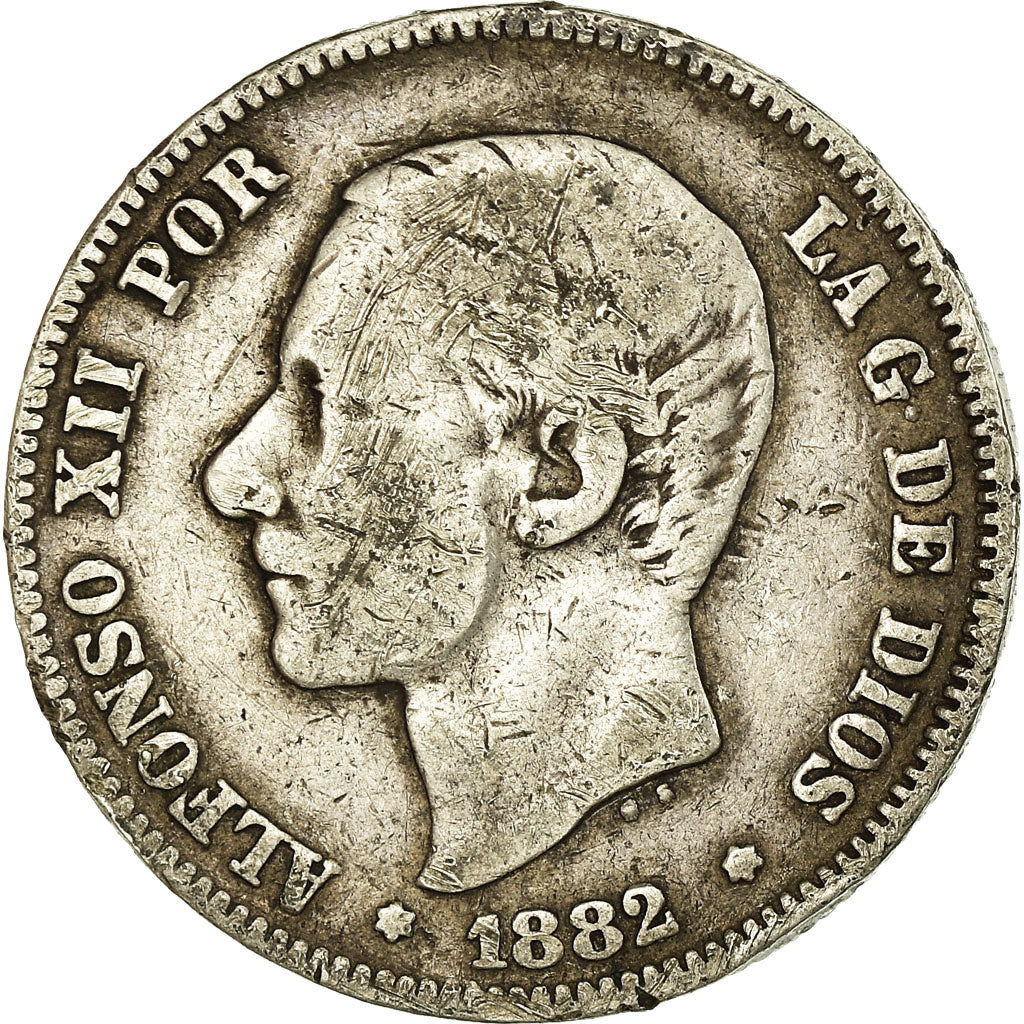 Monnaie, Espagne, Alfonso XII, 2 Pesetas, 1882, Madrid, TB, Argent, KM:678.2