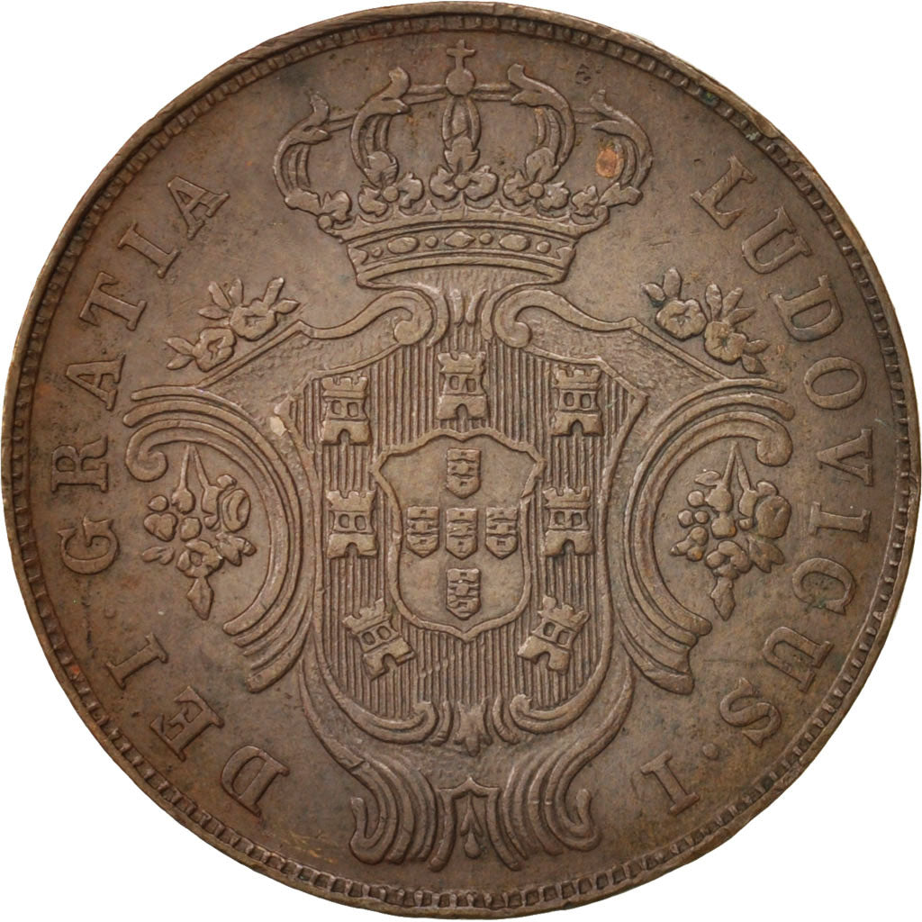 Moneda, Azores, 5 Reis, 1880, EBC, Cobre, KM:13