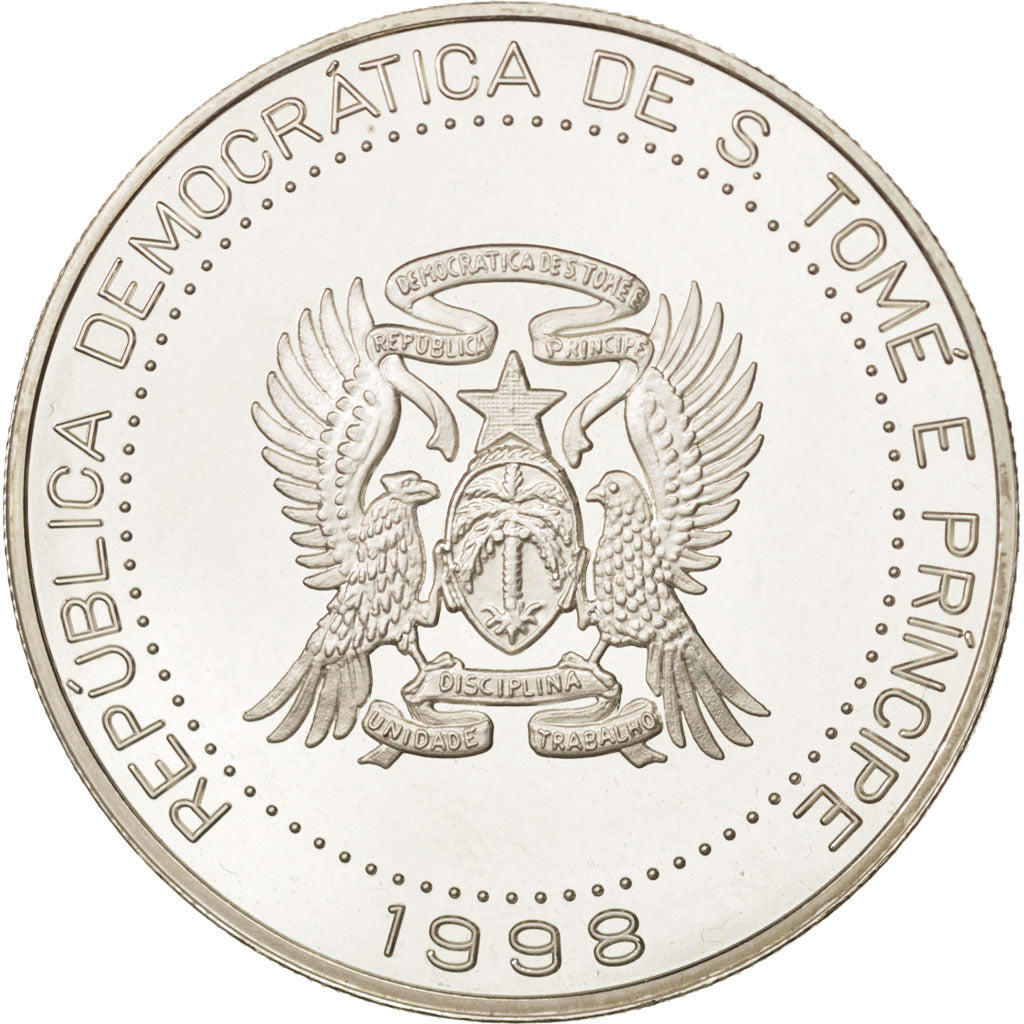 Coin, SAINT THOMAS & PRINCE ISLAND, 2000 Dobras, 1998, MS(64), Silver, KM:86