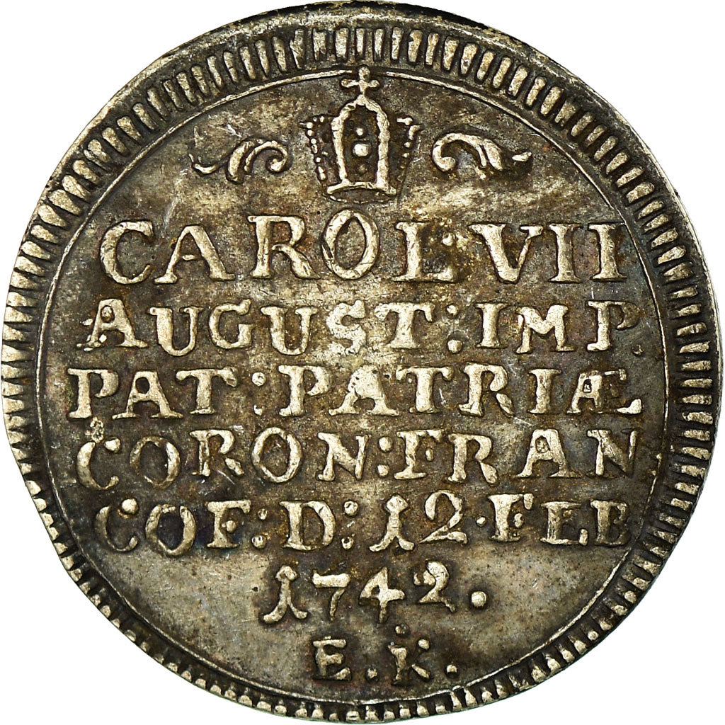 Allemagne, Jeton, Couronnement de l'empereur Charles VII, 1742, Argent, TTB