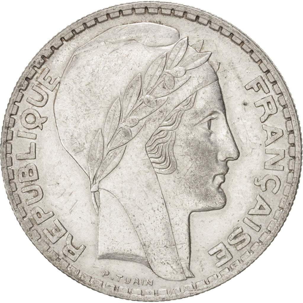 Moneda, Francia, Turin, 20 Francs, 1934, Paris, MBC+, Plata, KM:879, Gadoury:852