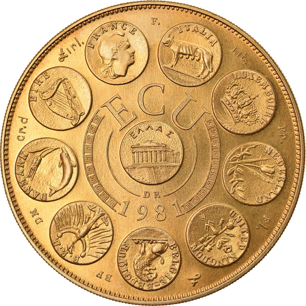 Francia, medaglia, Ecu Europa, Europe Assise, 1981, Rodier, FDC, Bronzo dorato