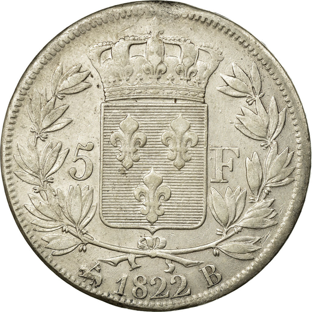 Münze, Frankreich, Louis XVIII, Louis XVIII, 5 Francs, 1822, Rouen, SS, Silber
