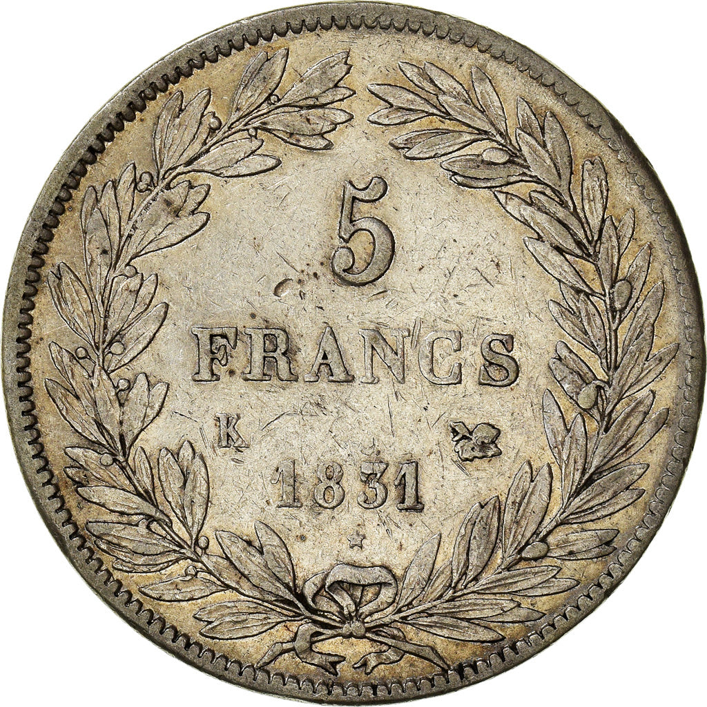 Coin, France, Louis-Philippe, 5 Francs, 1831, Bordeaux, EF(40-45), Silver