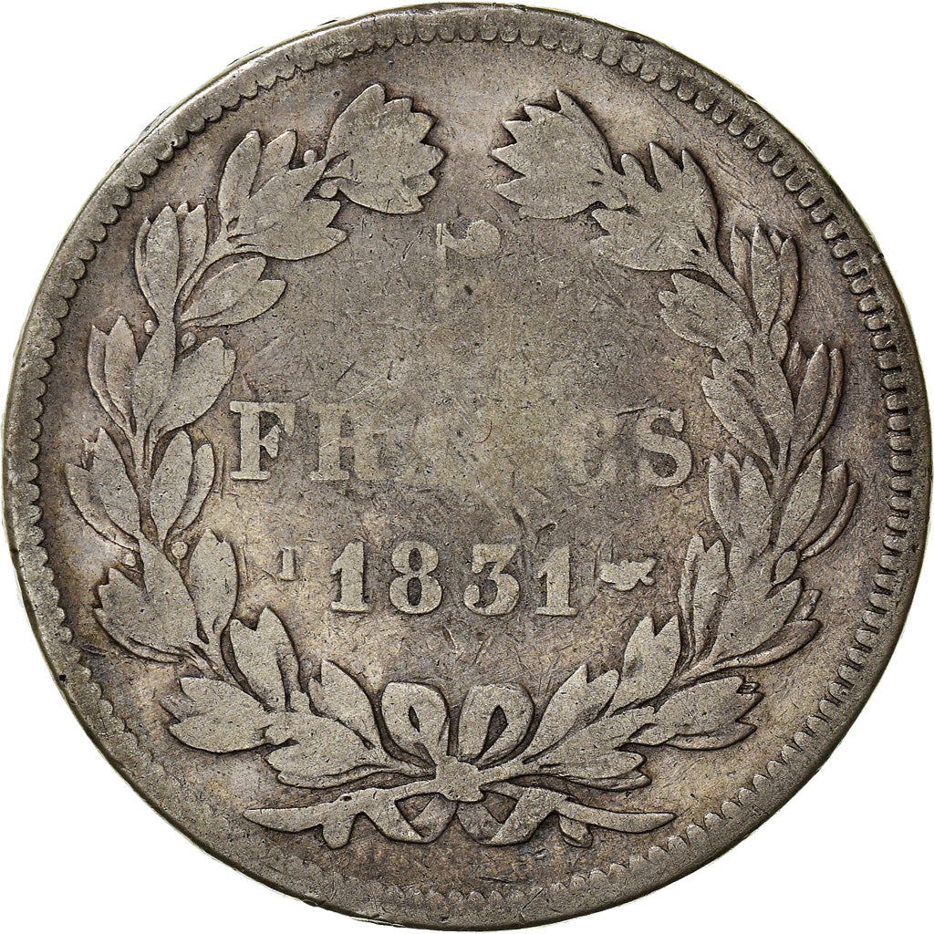 Coin, France, Louis-Philippe, 5 Francs, 1831, Nantes, VF(20-25), Silver