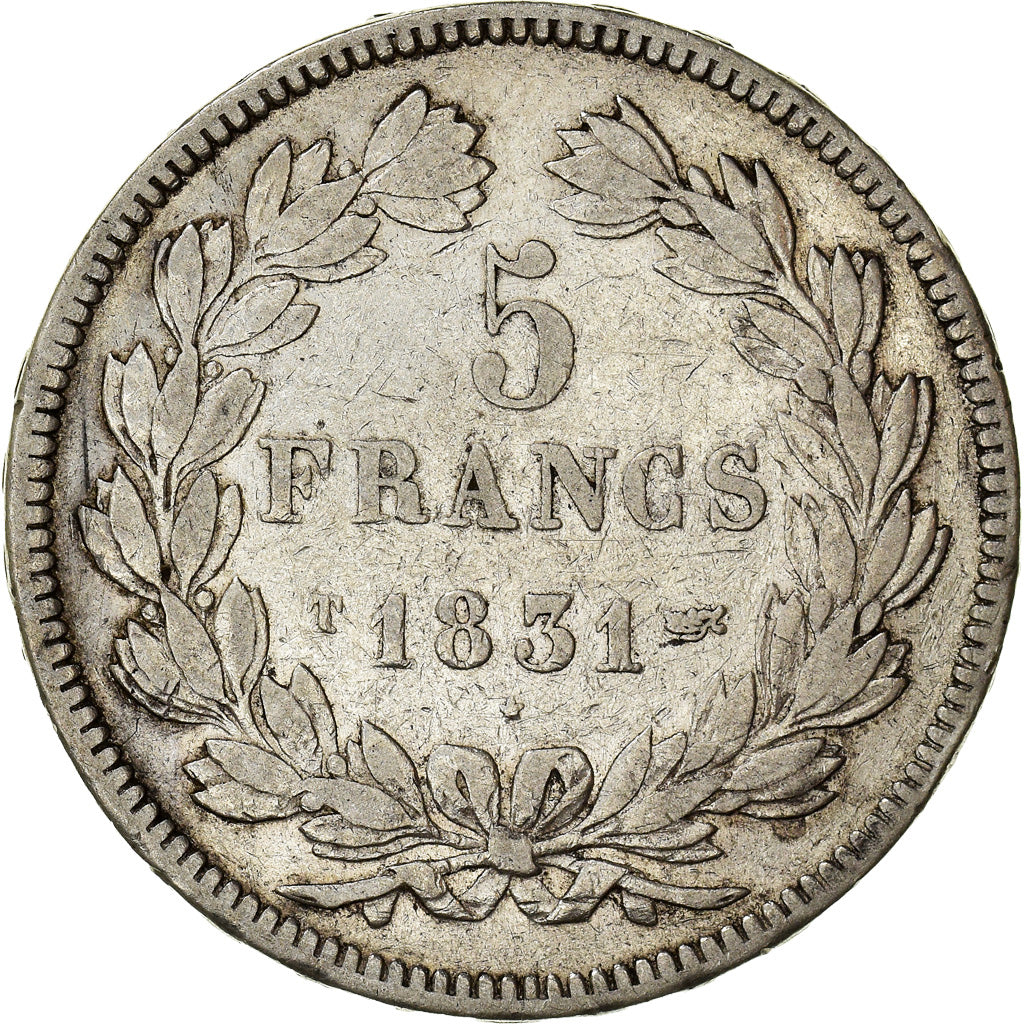 Coin, France, Louis-Philippe, 5 Francs, 1831, Nantes, VF(30-35), Silver